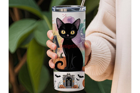 Spooky Cat Halloween 20oz Tumbler Wrap Sublimation DesignSVG 