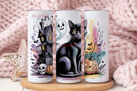 Spooky Cat Halloween 20oz Tumbler Wrap Sublimation DesignSVG 
