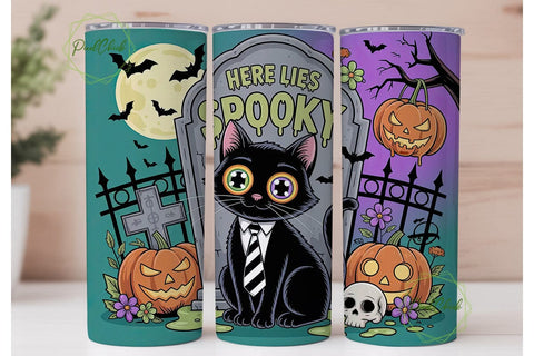 Spooky Cat Halloween 20oz Tumbler Wrap Sublimation PixelChick 