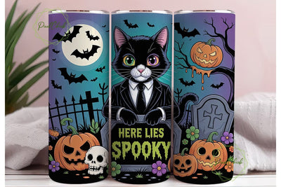 Spooky Cat Halloween 20oz Tumbler Wrap Sublimation PixelChick 
