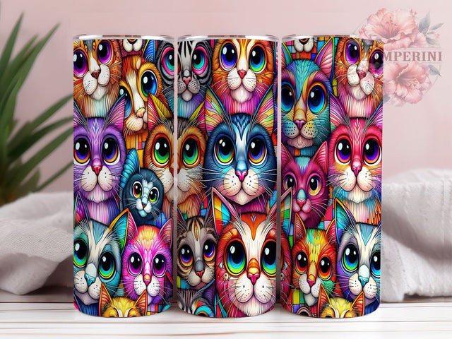 Spooky Cats 20oz Tumbler Wrap PNG, Halloween Cats Tumbler PNG Sublimation Design, Straight & Tapered Tumbler Wrap, Instant Digital Download Sublimation Li Zamperini 