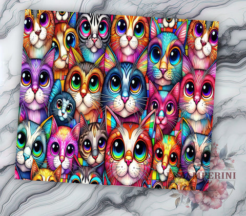 Spooky Cats 20oz Tumbler Wrap PNG, Halloween Cats Tumbler PNG Sublimation Design, Straight & Tapered Tumbler Wrap, Instant Digital Download Sublimation Li Zamperini 