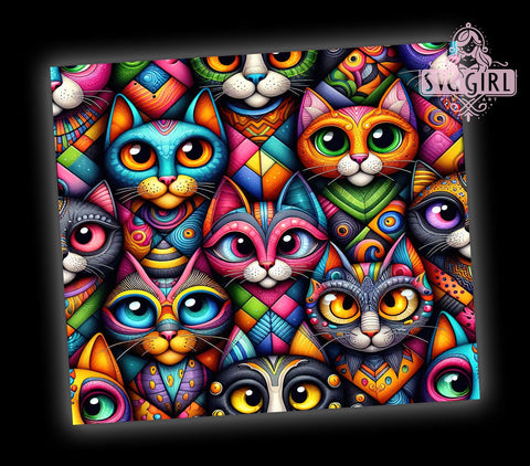 Spooky Cats 20oz Tumbler Wrap Sublimation Design, Straight Tapered Tumbler Wrap, Halloween Cats Tumbler Png, Instant Digital Download Sublimation SvggirlplusArt 