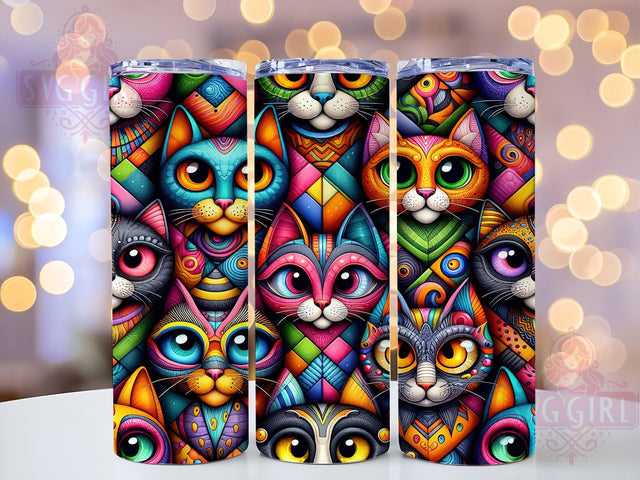 Spooky Cats 20oz Tumbler Wrap Sublimation Design, Straight Tapered Tumbler Wrap, Halloween Cats Tumbler Png, Instant Digital Download Sublimation SvggirlplusArt 