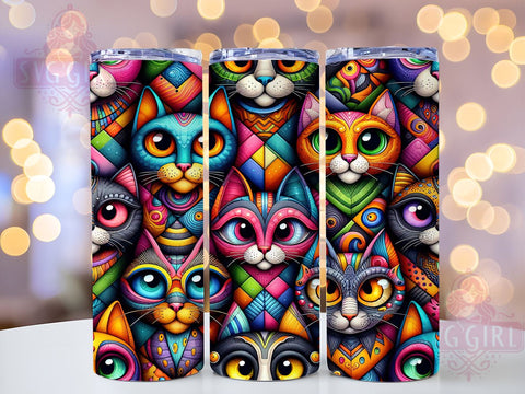 Spooky Cats 20oz Tumbler Wrap Sublimation Design, Straight Tapered Tumbler Wrap, Halloween Cats Tumbler Png, Instant Digital Download Sublimation SvggirlplusArt 