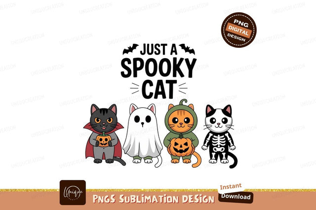 Spooky cats dressed for Halloween costume ghost Sublimation Designangry 