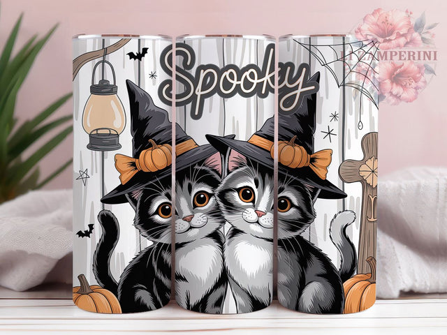 Spooky Cats Witch Hat Halloween Tumbler, Witch Hat Cat Cup Wrap, 20Oz Sublimation Design, Halloween Cat Lover Drinkware, Black Cat Coffee Cup, Witchy Feline Tumbler, Cute Spooky Cat Mug Sublimation Li Zamperini 