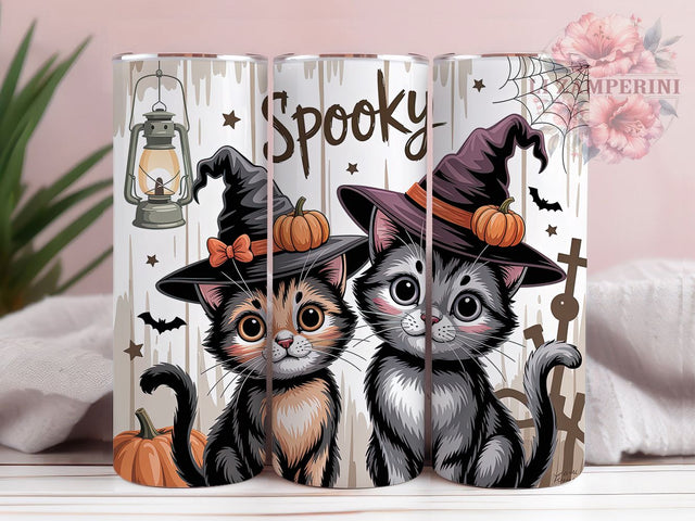 Spooky Cats Witch Hat Halloween Tumbler, Witch Hat Cat Cup Wrap, 20Oz Sublimation Design, Halloween Cat Lover Drinkware, Black Cat Coffee Cup, Witchy Feline Tumbler, Cute Spooky Cat Mug Sublimation Li Zamperini 