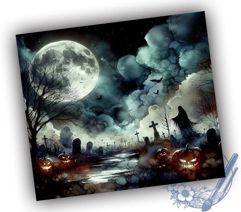 Spooky Cemetery 20oz Skinny Tumbler, Spooky Halloween Tumbler Png, Straight & Tapered Tumbler Wrap, Instant Digital Download Sublimation ToriDesigns 