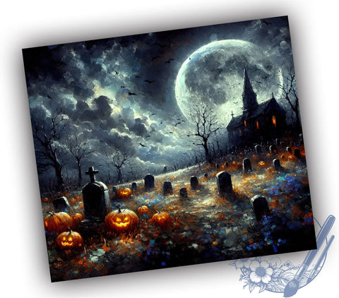 Spooky Cemetery 20oz Skinny Tumbler, Spooky Halloween Tumbler Png, Straight & Tapered Tumbler Wrap, Instant Digital Download Sublimation ToriDesigns 