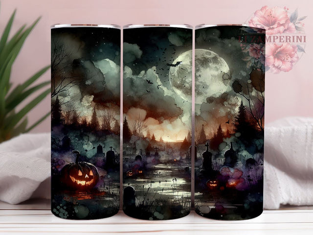 Spooky Cemetery 20oz Tumbler Wrap PNG, Full Moon Graveyard Tumbler Png, Straight & Tapered Tumbler Wrap, Instant Digital Download Sublimation Li Zamperini 