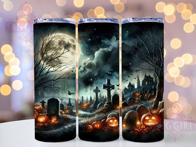 Spooky Cemetery 20oz Tumbler Wrap Sublimation Design, Straight Tapered Tumbler Wrap, Full Moon Graveyard Tumbler Png, Instant Digital Download Sublimation SvggirlplusArt 