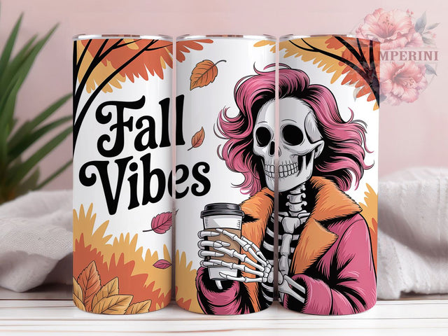 Spooky Chic Fall Skeleton Tumbler, Skeleton Woman, 20Oz Tumbler, Sublimation Design, Autumn Wrap, Spooky Chic, Pumpkin Season Sublimation Li Zamperini 