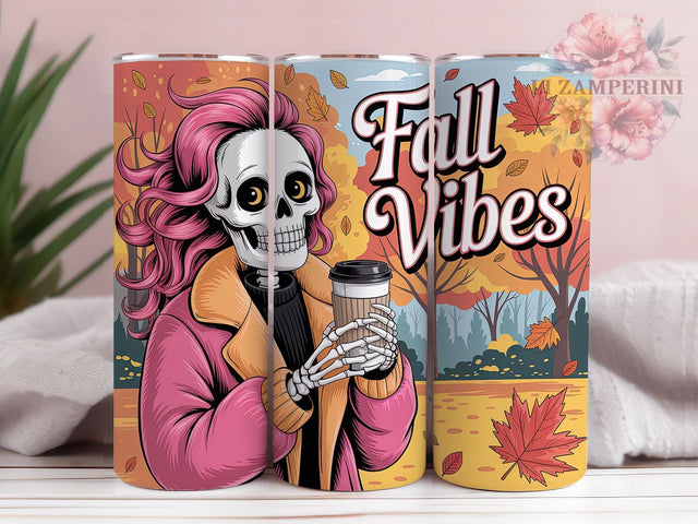Spooky Chic Fall Skeleton Tumbler, Skeleton Woman, 20Oz Tumbler, Sublimation Design, Autumn Wrap, Spooky Chic, Pumpkin Season Sublimation Li Zamperini 
