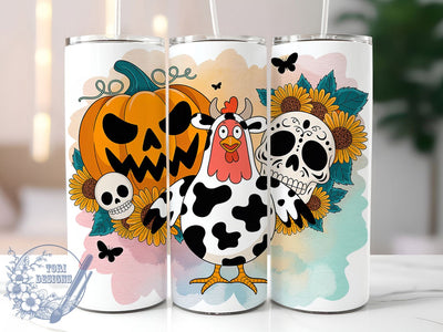 Spooky Chicken Funny Halloween Tumbler, Cute Halloween Wrap, Funny Fall Cup, Autumn Chicken Design, 20Oz Sublimation Wrap, Farmhouse Halloween Drinkware, Trick Or Treat Tumbler Sublimation ToriDesigns 