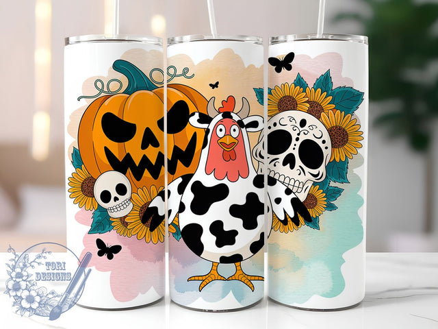 Spooky Chicken Funny Halloween Tumbler, Cute Halloween Wrap, Funny Fall Cup, Autumn Chicken Design, 20Oz Sublimation Wrap, Farmhouse Halloween Drinkware, Trick Or Treat Tumbler Sublimation ToriDesigns 
