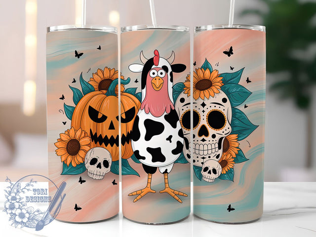 Spooky Chicken Funny Halloween Tumbler, Cute Halloween Wrap, Funny Fall Cup, Autumn Chicken Design, 20Oz Sublimation Wrap, Farmhouse Halloween Drinkware, Trick Or Treat Tumbler Sublimation ToriDesigns 