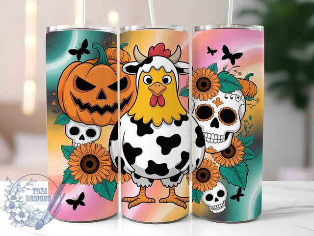 Spooky Chicken Funny Halloween Tumbler, Cute Halloween Wrap, Funny Fall Cup, Autumn Chicken Design, 20Oz Sublimation Wrap, Farmhouse Halloween Drinkware, Trick Or Treat Tumbler Sublimation ToriDesigns 