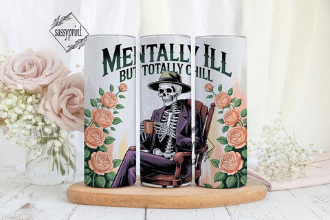 Spooky Chill Skeleton 20oz Tumbler Wrap Sublimation sassyprint 