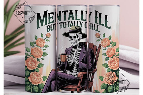 Spooky Chill Skeleton 20oz Tumbler Wrap Sublimation sassyprint 