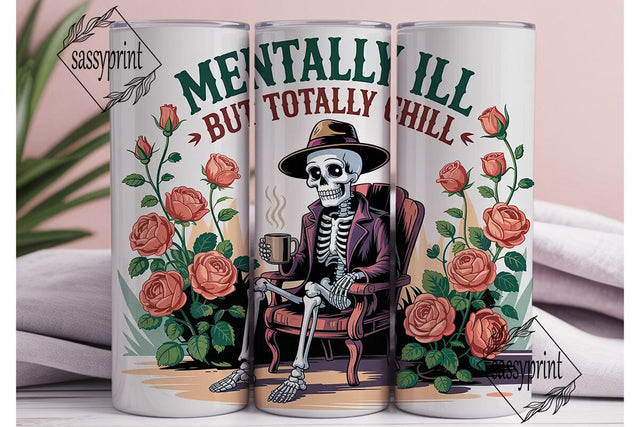 Spooky Chill Skeleton 20oz Tumbler Wrap Sublimation sassyprint 