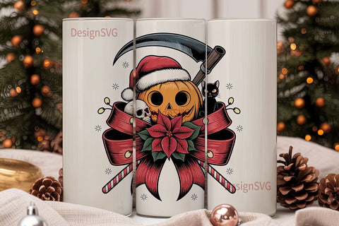 Spooky Christmas Tumbler Wrap Sublimation DesignSVG 