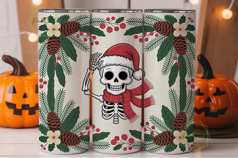 Spooky Christmas Tumbler Wrap Sublimation PixelChick 