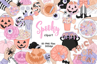 Spooky Clipart PNG | Pumpkin Jack-O-Lantern Illustration SVG GlamArtZhanna 