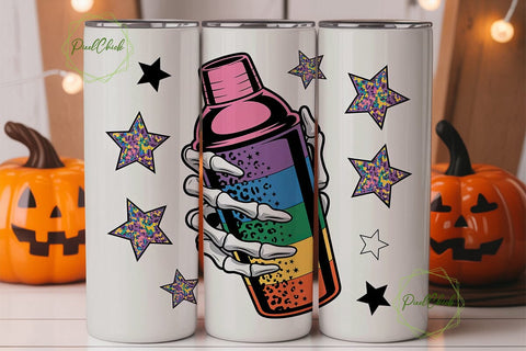 Spooky Cocktail Shaker 20oz Tumbler Wrap Sublimation PixelChick 