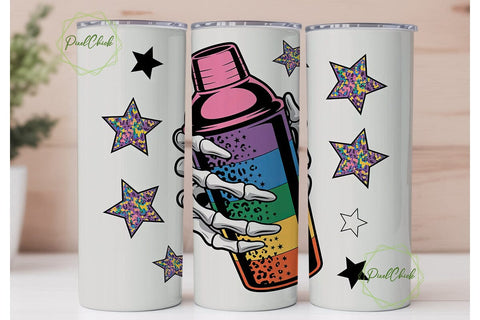 Spooky Cocktail Shaker 20oz Tumbler Wrap Sublimation PixelChick 
