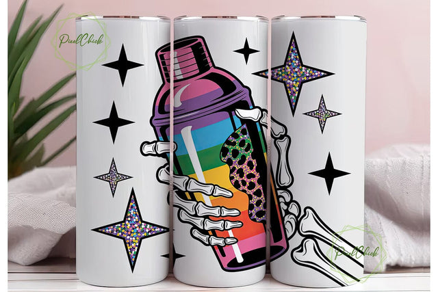 Spooky Cocktail Shaker 20oz Tumbler Wrap Sublimation PixelChick 