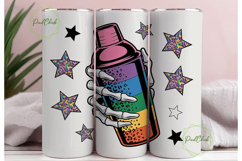 Spooky Cocktail Shaker 20oz Tumbler Wrap Sublimation PixelChick 