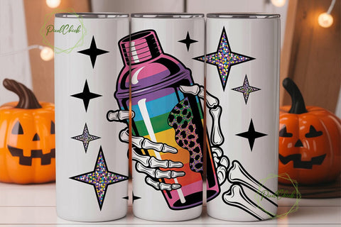 Spooky Cocktail Shaker 20oz Tumbler Wrap Sublimation PixelChick 