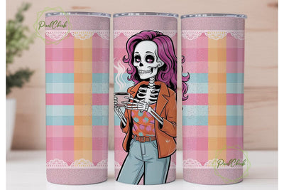 Spooky Coffee Skeleton 20oz Tumbler Wrap Sublimation PixelChick 