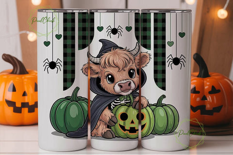 Spooky Cow Halloween 20oz Tumbler Wrap Sublimation PixelChick 