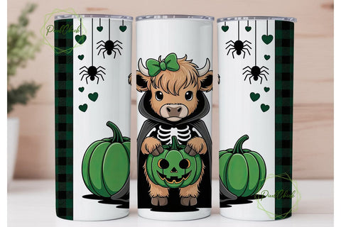 Spooky Cow Halloween 20oz Tumbler Wrap Sublimation PixelChick 