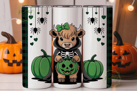 Spooky Cow Halloween 20oz Tumbler Wrap Sublimation PixelChick 