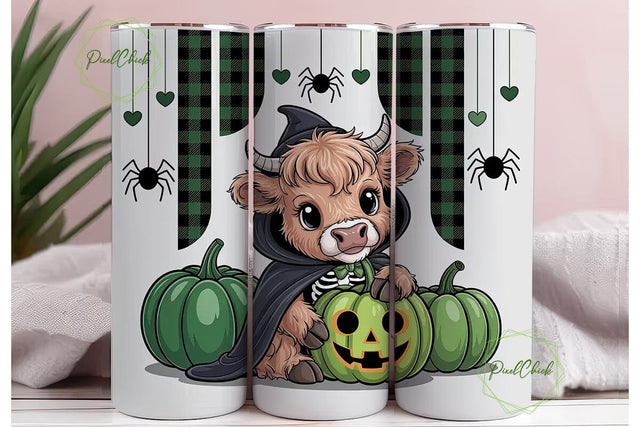 Spooky Cow Halloween 20oz Tumbler Wrap Sublimation PixelChick 