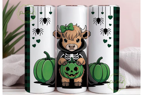 Spooky Cow Halloween 20oz Tumbler Wrap Sublimation PixelChick 