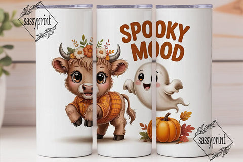 Spooky Cow Halloween 20oz Tumbler Wrap Sublimation sassyprint 