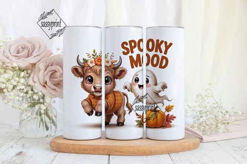 Spooky Cow Halloween 20oz Tumbler Wrap Sublimation sassyprint 