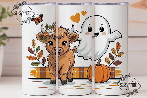 Spooky Cow Halloween 20oz Tumbler Wrap Sublimation sassyprint 