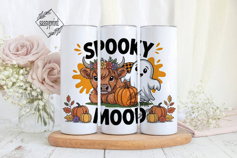 Spooky Cow Halloween 20oz Tumbler Wrap Sublimation sassyprint 