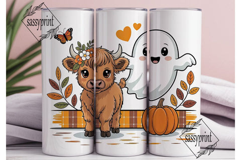Spooky Cow Halloween 20oz Tumbler Wrap Sublimation sassyprint 