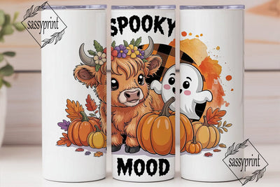 Spooky Cow Halloween 20oz Tumbler Wrap Sublimation sassyprint 