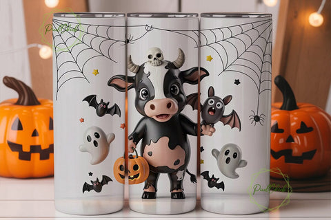 Spooky Cow Halloween Tumbler Wrap Sublimation PixelChick 