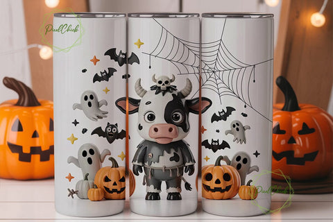 Spooky Cow Halloween Tumbler Wrap Sublimation PixelChick 
