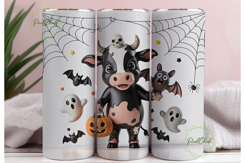 Spooky Cow Halloween Tumbler Wrap Sublimation PixelChick 