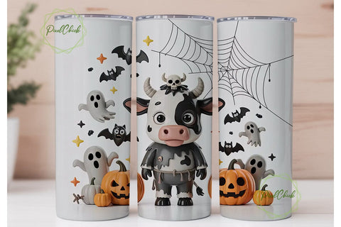 Spooky Cow Halloween Tumbler Wrap Sublimation PixelChick 
