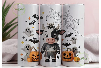 Spooky Cow Halloween Tumbler Wrap Sublimation PixelChick 